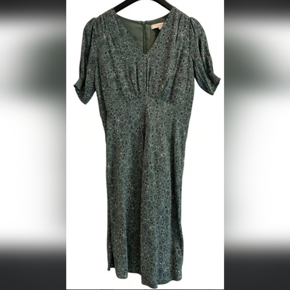 LOFT Green Floral Mini Dress